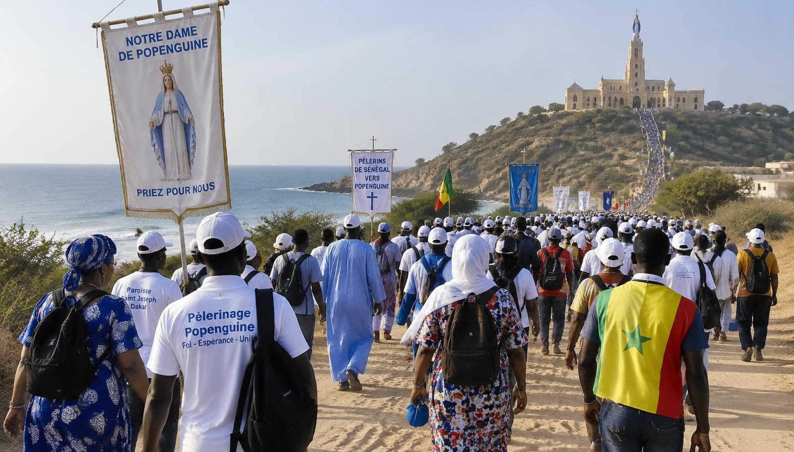 Pèlerins en marche vers Popenguine